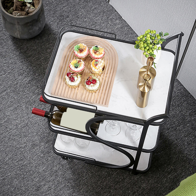 33.46" High Contemporary Prep Table Rolling Metal Prep Table for Home