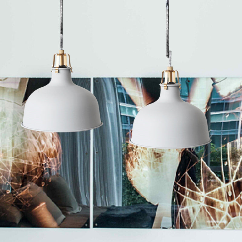 8.5"/13" Wide 1 Head Ceiling Pendant with Dome Shade Metallic Minimalism Living Room Pendant Ceiling Light in Black/White