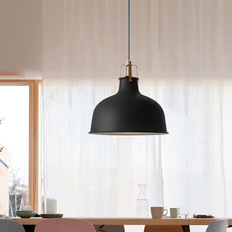 8.5"/13" Wide 1 Head Ceiling Pendant with Dome Shade Metallic Minimalism Living Room Pendant Ceiling Light in Black/White