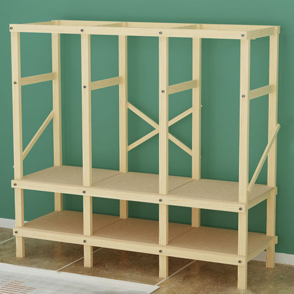 Contemporary Style Wardrobe Pine Solid Wood 1-Door Wardrobe Closet for Bedroom