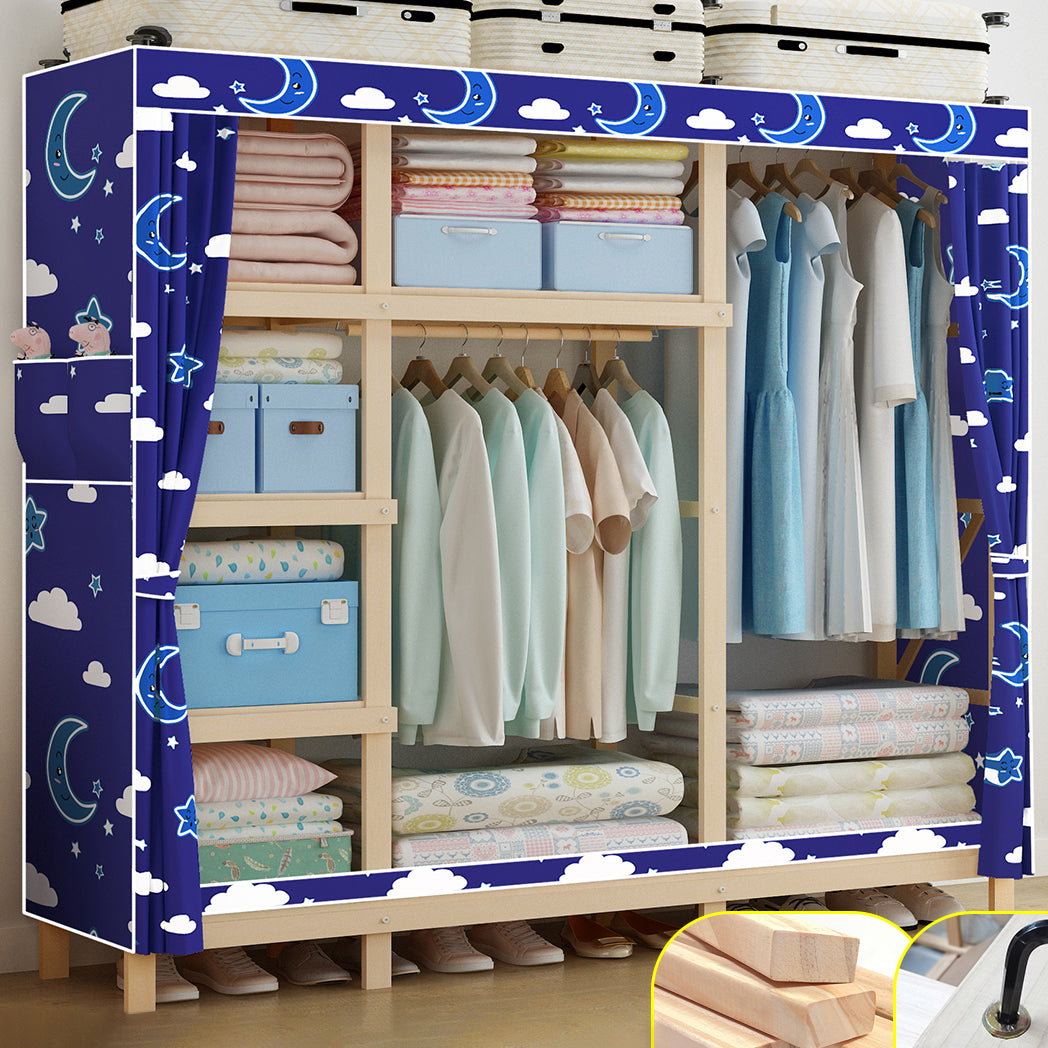 Contemporary Style Wardrobe Pine Solid Wood 1-Door Wardrobe Closet for Bedroom