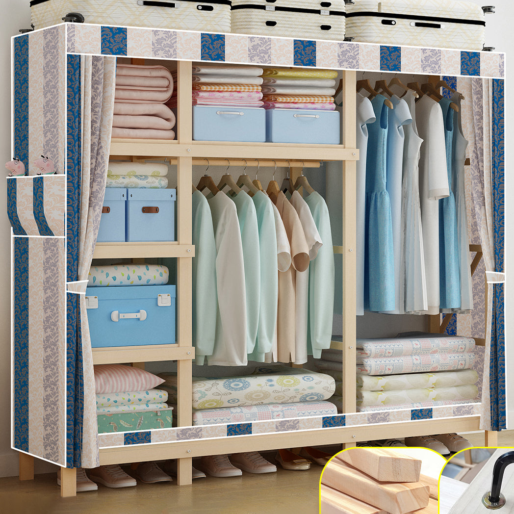 Contemporary Style Wardrobe Pine Solid Wood 1-Door Wardrobe Closet for Bedroom