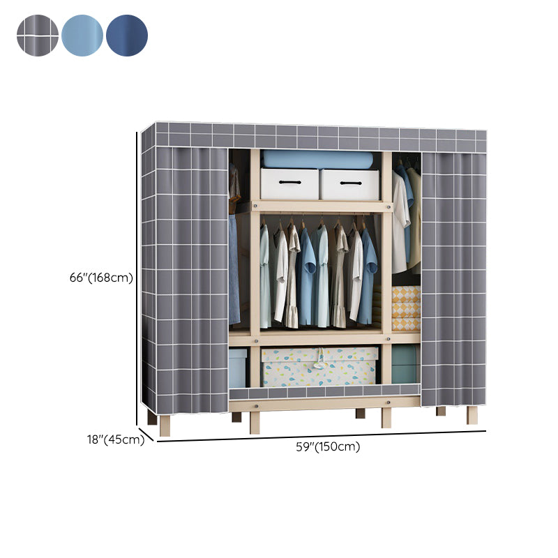 Contemporary Style Wardrobe Pine Solid Wood 1-Door Wardrobe Closet for Bedroom