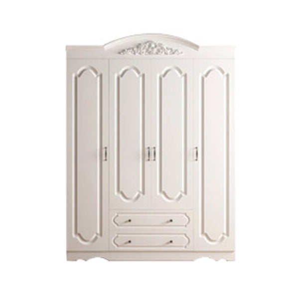 Engineered Wood Cabinet with 2 Drawers French Country White Wardrobe for Home