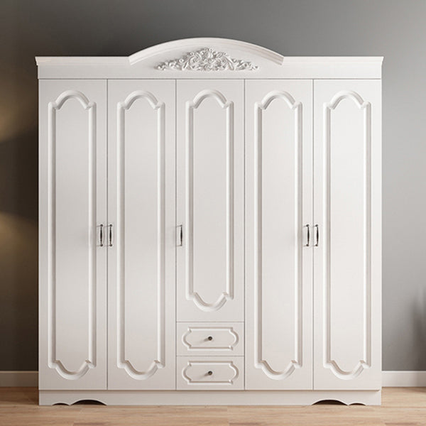 Engineered Wood Cabinet with 2 Drawers French Country White Wardrobe for Home