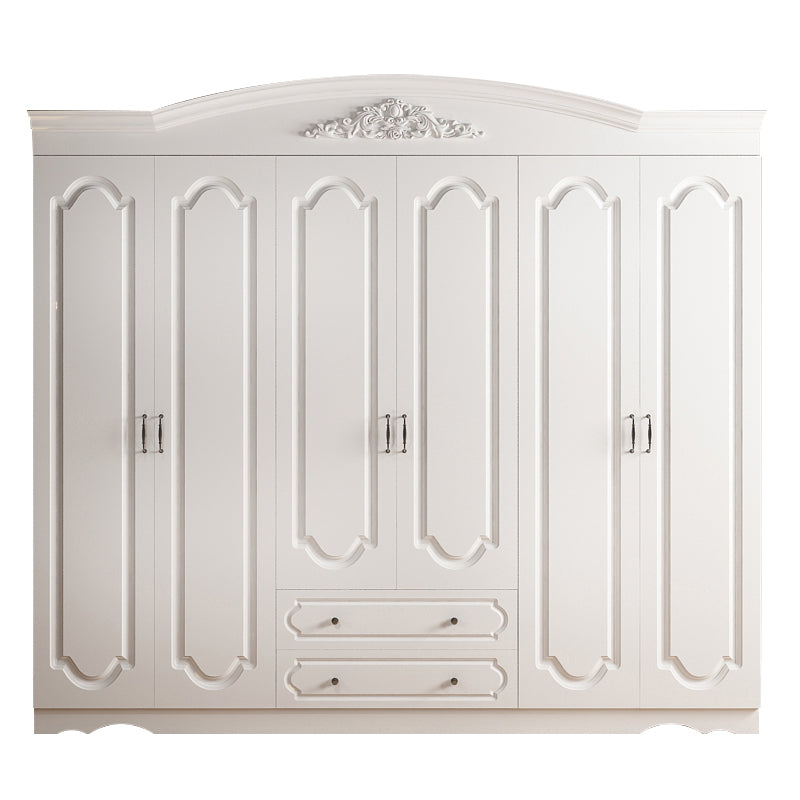 Engineered Wood Cabinet with 2 Drawers French Country White Wardrobe for Home