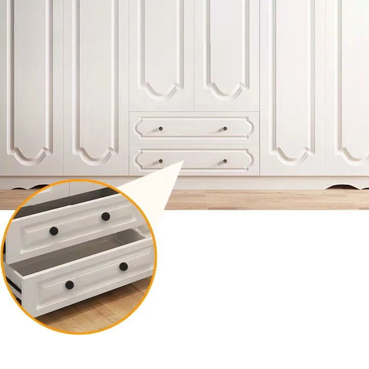 Engineered Wood Cabinet with 2 Drawers French Country White Wardrobe for Home