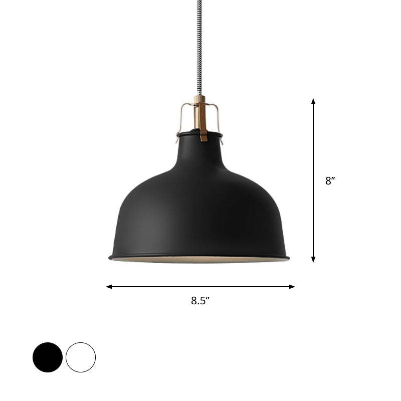 8.5"/13" Wide 1 Head Ceiling Pendant with Dome Shade Metallic Minimalism Living Room Pendant Ceiling Light in Black/White