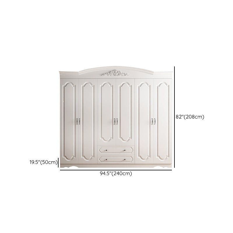 Engineered Wood Cabinet with 2 Drawers French Country White Wardrobe for Home