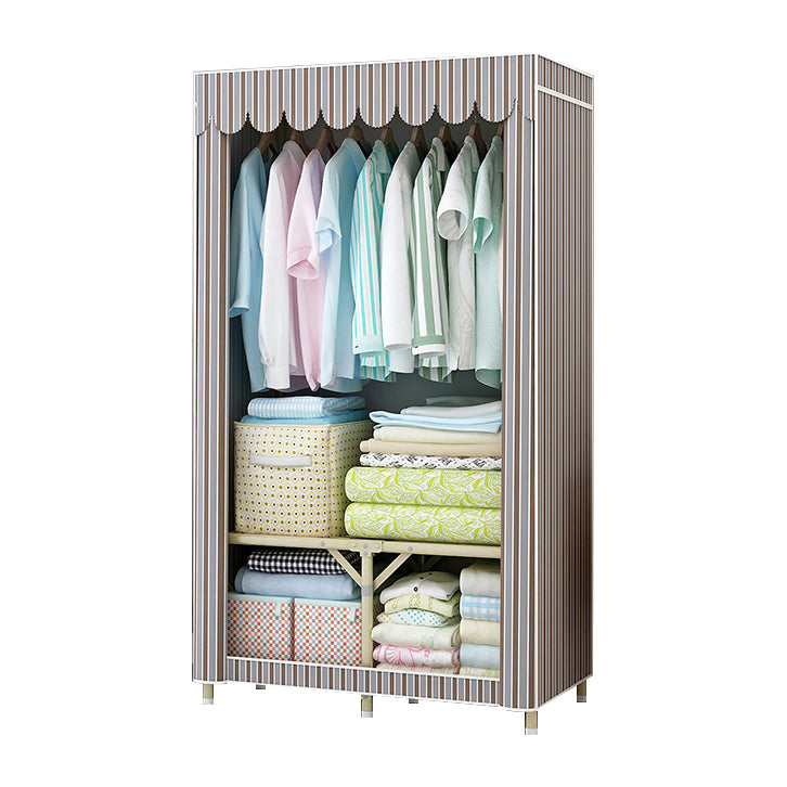 Contemporary Style Steel Wardrobe Cloth Rod Included Wardrobe Closet with Legs