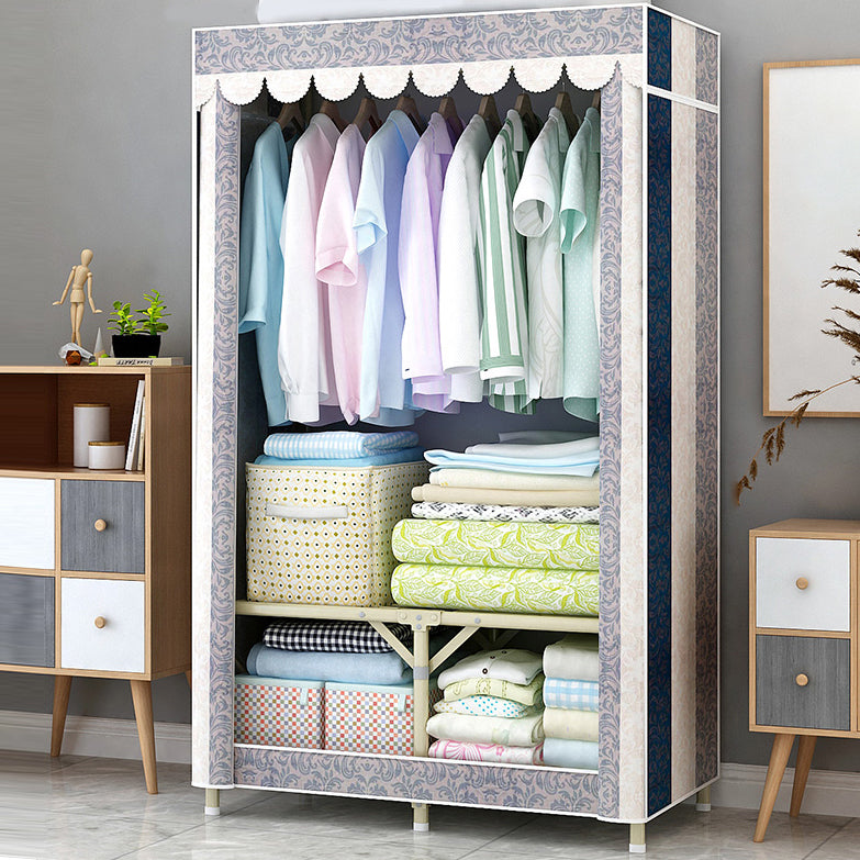 Contemporary Style Steel Wardrobe Cloth Rod Included Wardrobe Closet with Legs