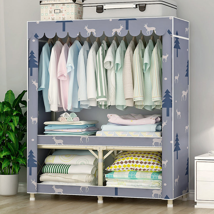 Contemporary Style Steel Wardrobe Cloth Rod Included Wardrobe Closet with Legs