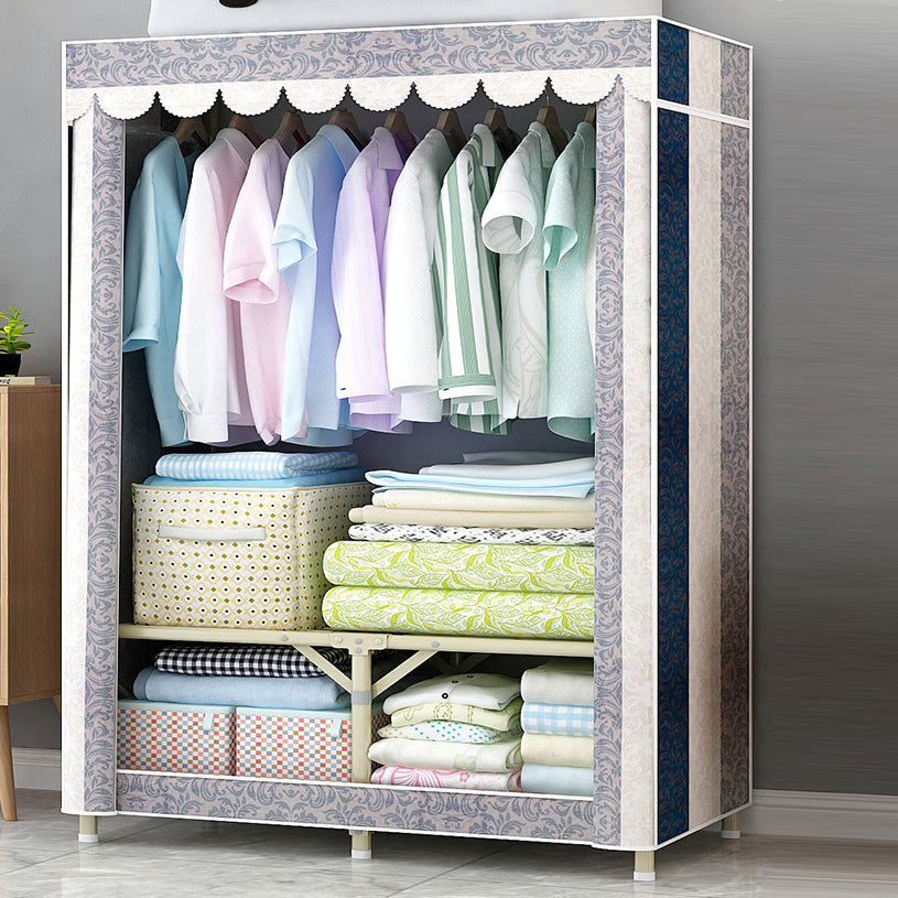 Contemporary Style Steel Wardrobe Cloth Rod Included Wardrobe Closet with Legs