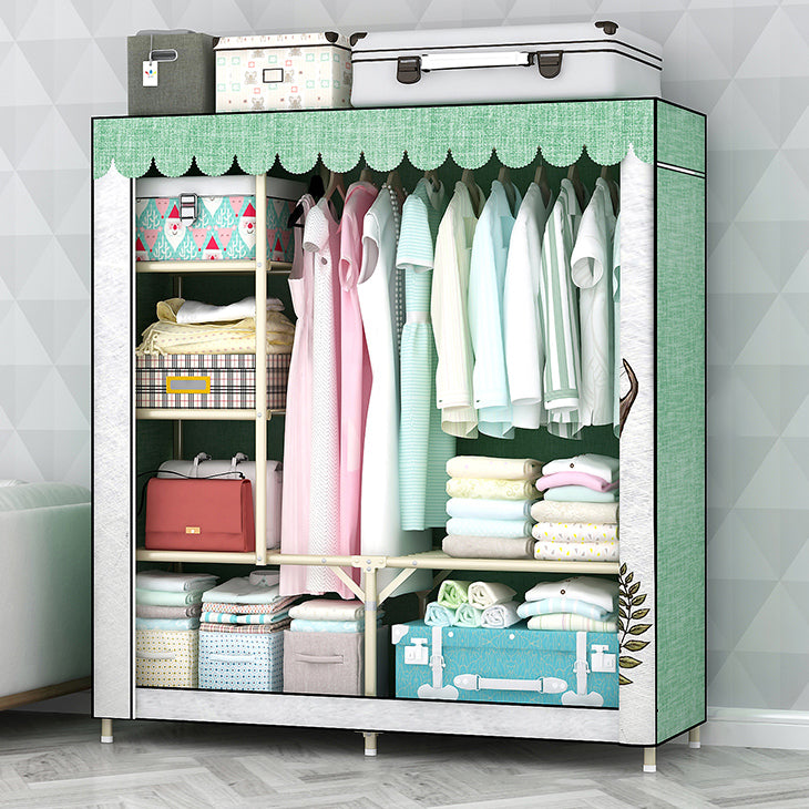 Contemporary Style Steel Wardrobe Cloth Rod Included Wardrobe Closet with Legs