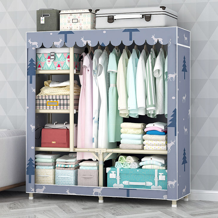 Contemporary Style Steel Wardrobe Cloth Rod Included Wardrobe Closet with Legs