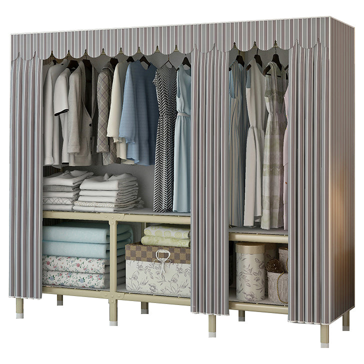 Contemporary Style Steel Wardrobe Cloth Rod Included Wardrobe Closet with Legs