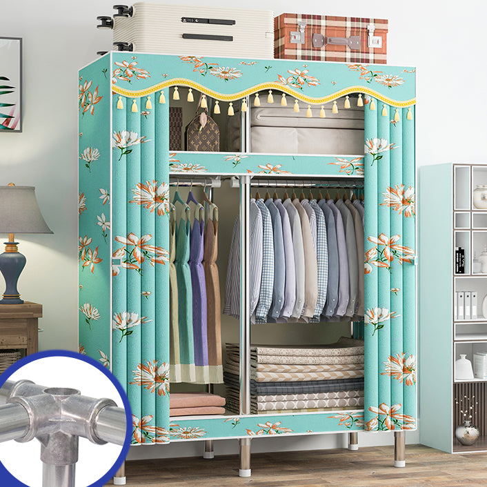 Contemporary Wardrobe Armoire with Shelves Steel Wardrobe Closet