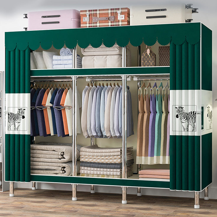 Contemporary Wardrobe Armoire with Shelves Steel Wardrobe Closet