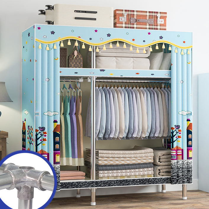 Contemporary Wardrobe Armoire with Shelves Steel Wardrobe Closet