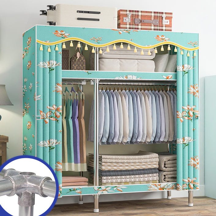 Contemporary Wardrobe Armoire with Shelves Steel Wardrobe Closet