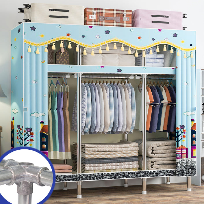 Contemporary Wardrobe Armoire with Shelves Steel Wardrobe Closet