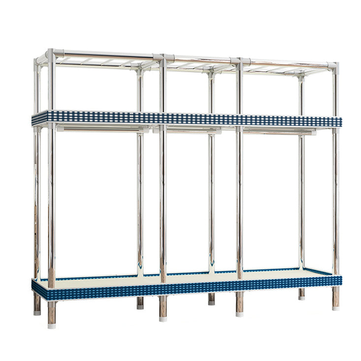 Contemporary Wardrobe Armoire with Shelves Steel Wardrobe Closet