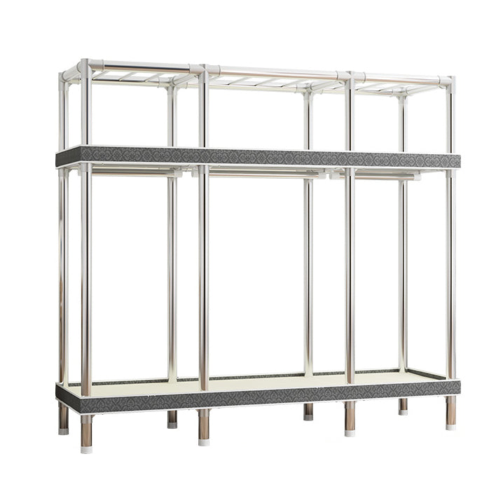 Contemporary Wardrobe Armoire with Shelves Steel Wardrobe Closet