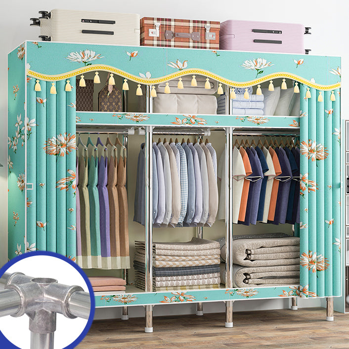 Contemporary Wardrobe Armoire with Shelves Steel Wardrobe Closet