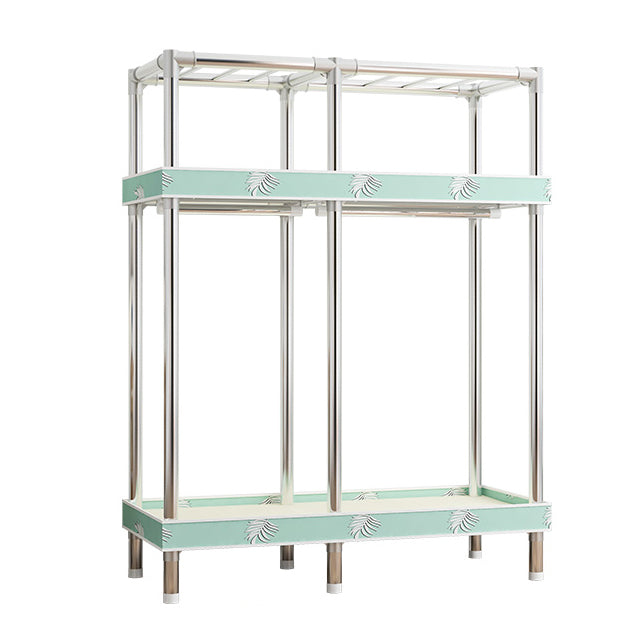 Contemporary Wardrobe Armoire with Shelves Steel Wardrobe Closet