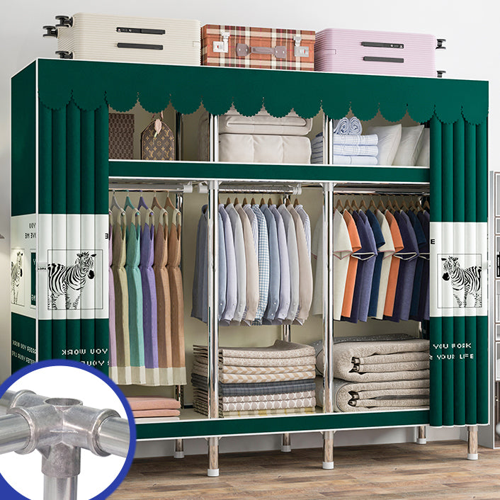 Contemporary Wardrobe Armoire with Shelves Steel Wardrobe Closet