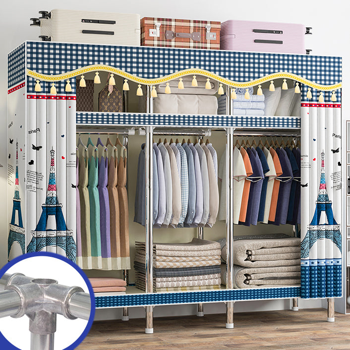 Contemporary Wardrobe Armoire with Shelves Steel Wardrobe Closet