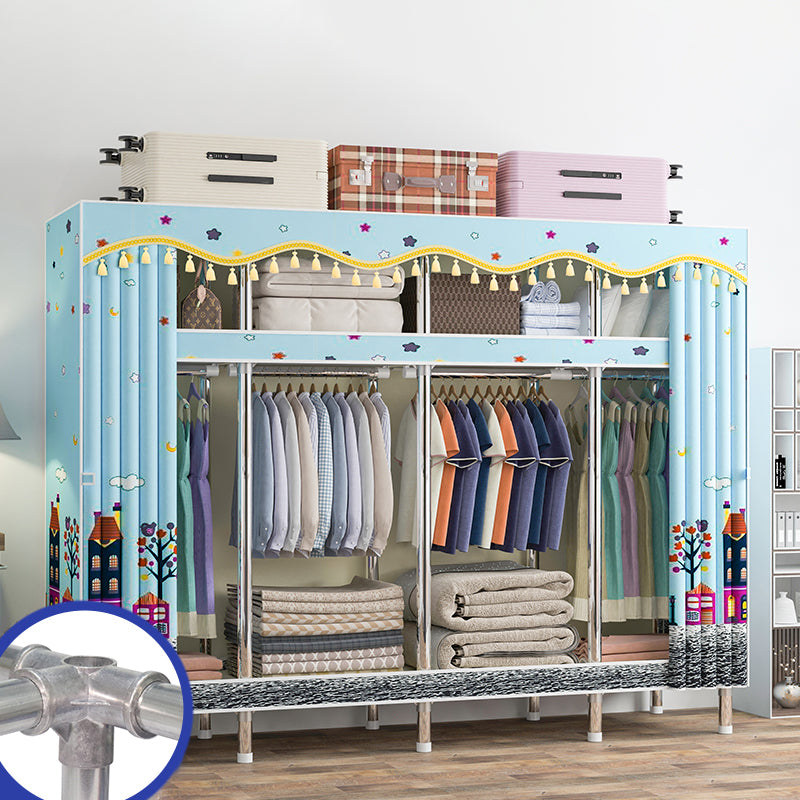 Contemporary Wardrobe Armoire with Shelves Steel Wardrobe Closet