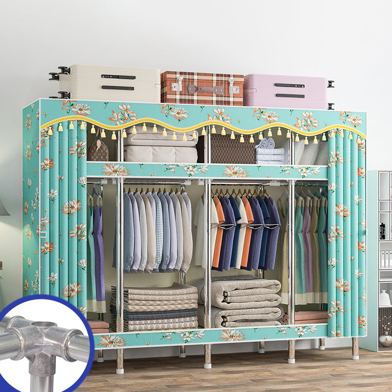 Contemporary Wardrobe Armoire with Shelves Steel Wardrobe Closet