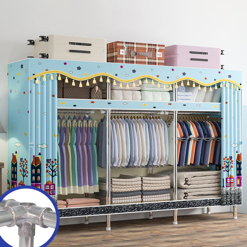 Contemporary Wardrobe Armoire with Shelves Steel Wardrobe Closet