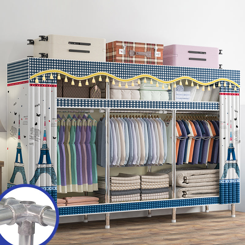 Contemporary Wardrobe Armoire with Shelves Steel Wardrobe Closet