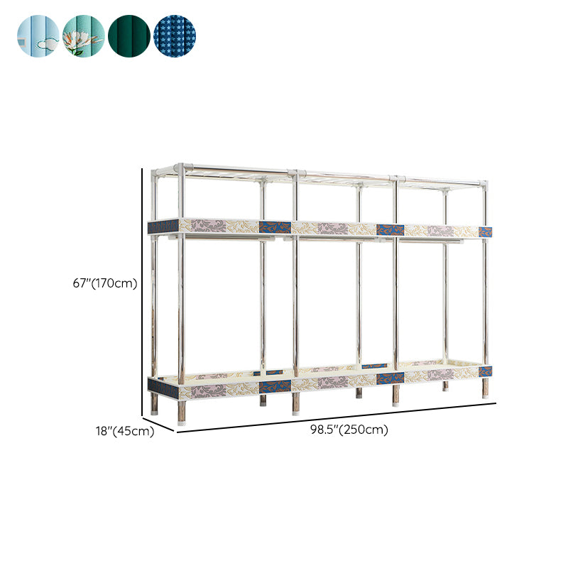 Contemporary Wardrobe Armoire with Shelves Steel Wardrobe Closet