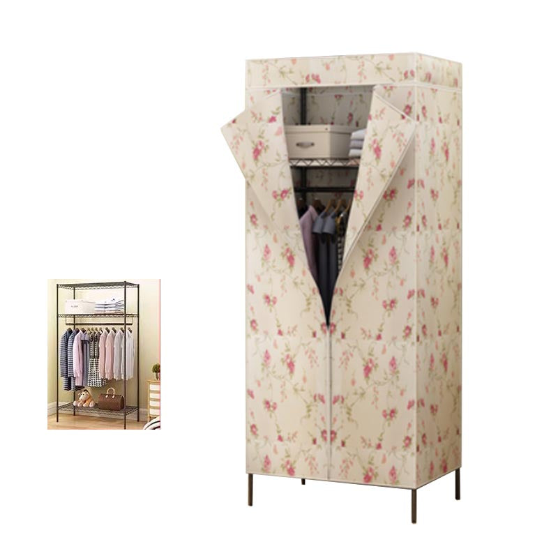 Contemporary Style Steel Wardrobe Adjustable Shelves Wardrobe Closet with Legs