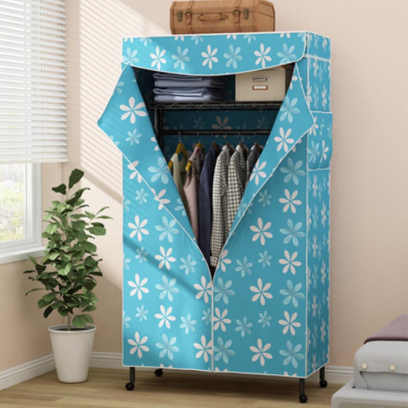 Contemporary Style Steel Wardrobe Adjustable Shelves Wardrobe Closet with Legs