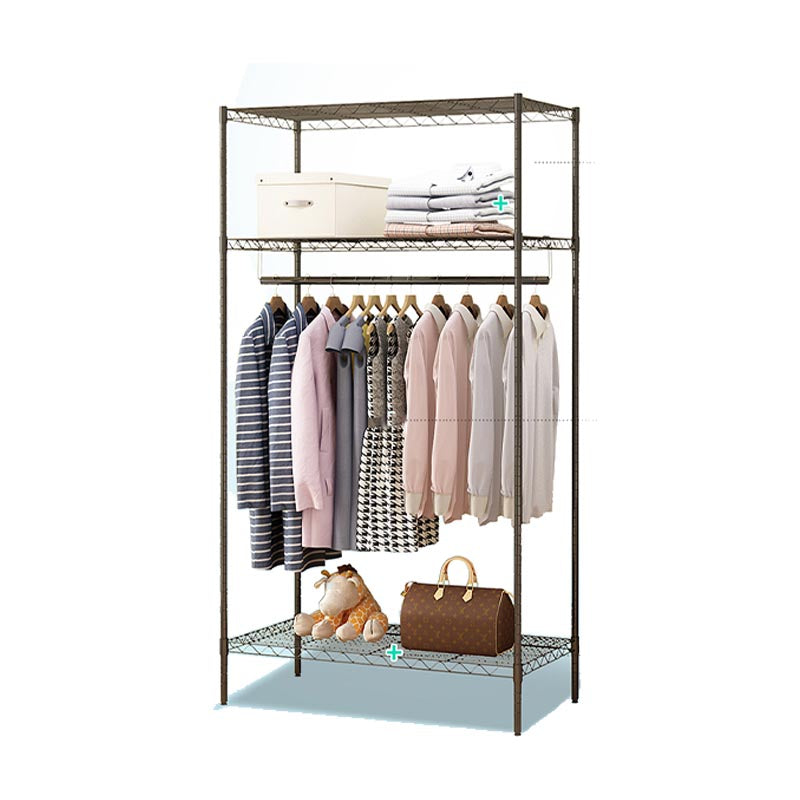 Contemporary Style Steel Wardrobe Adjustable Shelves Wardrobe Closet with Legs