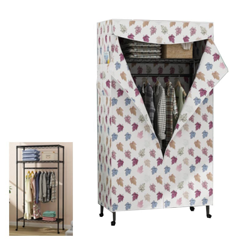 Contemporary Style Steel Wardrobe Adjustable Shelves Wardrobe Closet with Legs