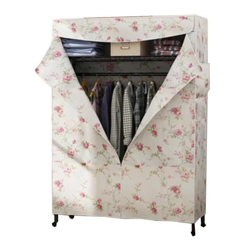 Contemporary Style Steel Wardrobe Adjustable Shelves Wardrobe Closet with Legs