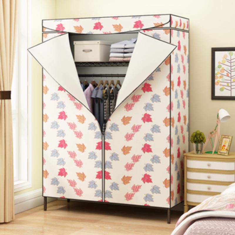 Contemporary Style Steel Wardrobe Adjustable Shelves Wardrobe Closet with Legs