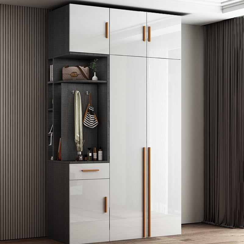 White Colour Wooden Wardrobe Cloth Rod Included Wardrobe Closet for Bedroom