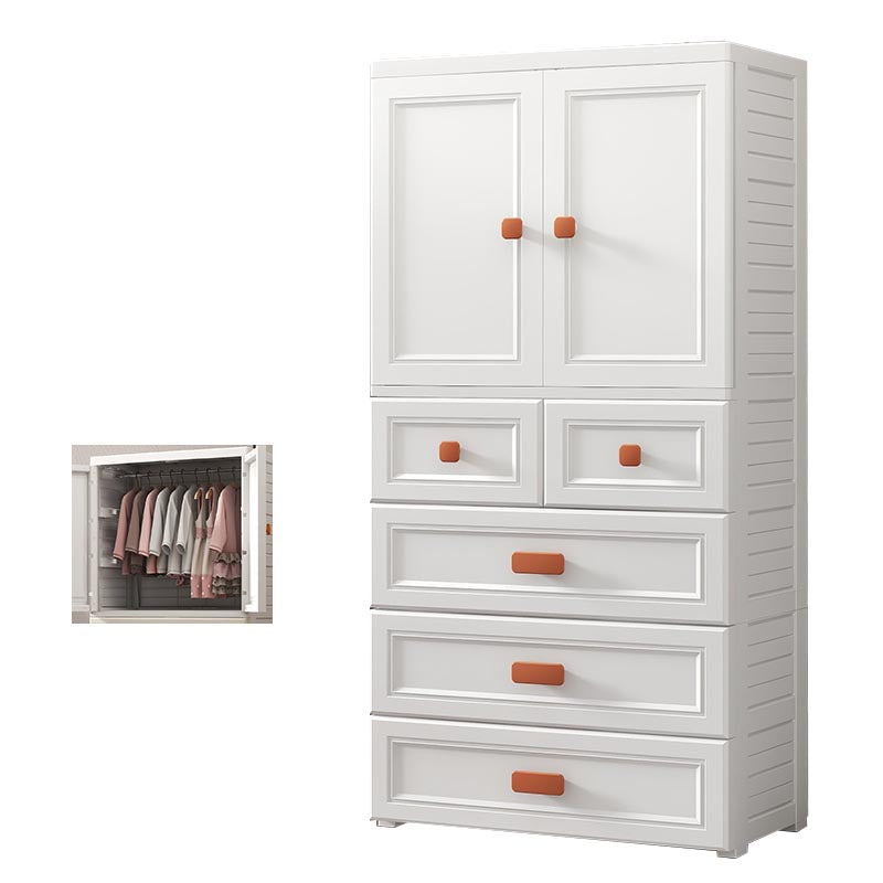 White Plastic Wardrobe Armoire with Legs Contemporary Wardrobe Closet