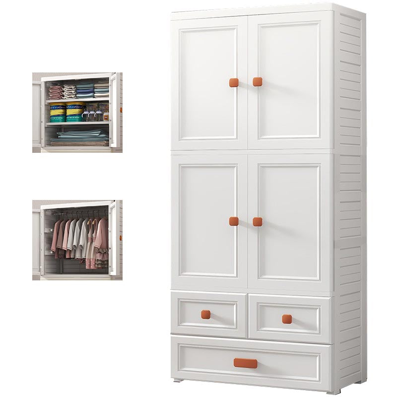 White Plastic Wardrobe Armoire with Legs Contemporary Wardrobe Closet