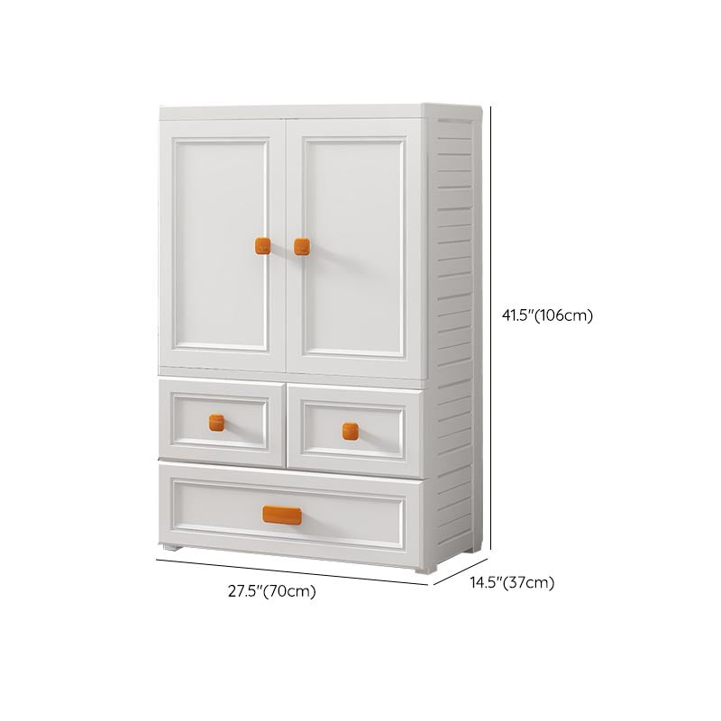 White Plastic Wardrobe Armoire with Legs Contemporary Wardrobe Closet
