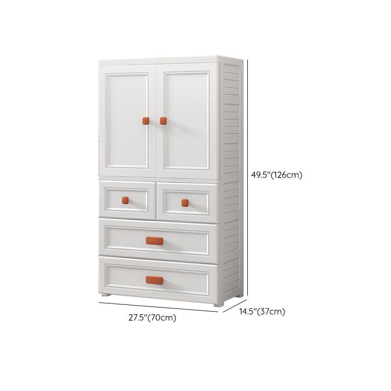 White Plastic Wardrobe Armoire with Legs Contemporary Wardrobe Closet