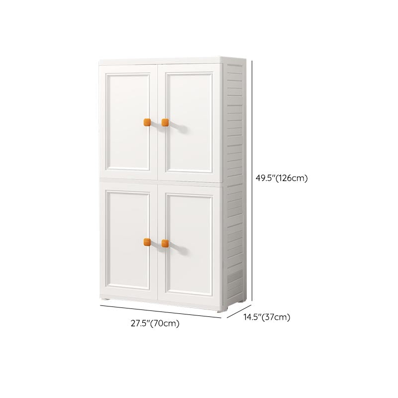 White Plastic Wardrobe Armoire with Legs Contemporary Wardrobe Closet