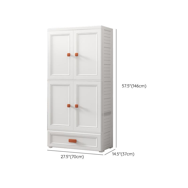 White Plastic Wardrobe Armoire with Legs Contemporary Wardrobe Closet