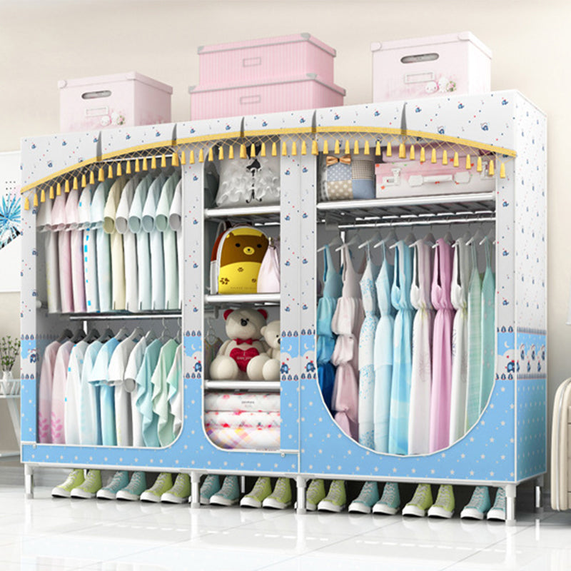 Contemporary Style Steel Wardrobe 3-door Wardrobe Closet with Legs